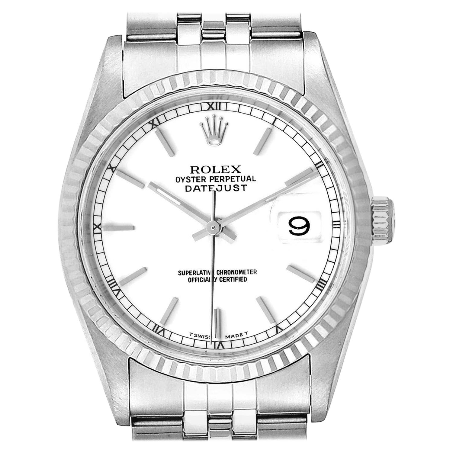 Rolex Datejust 36 Steel White Gold Jubilee Bracelet Men's Watch 16234 For Sale
