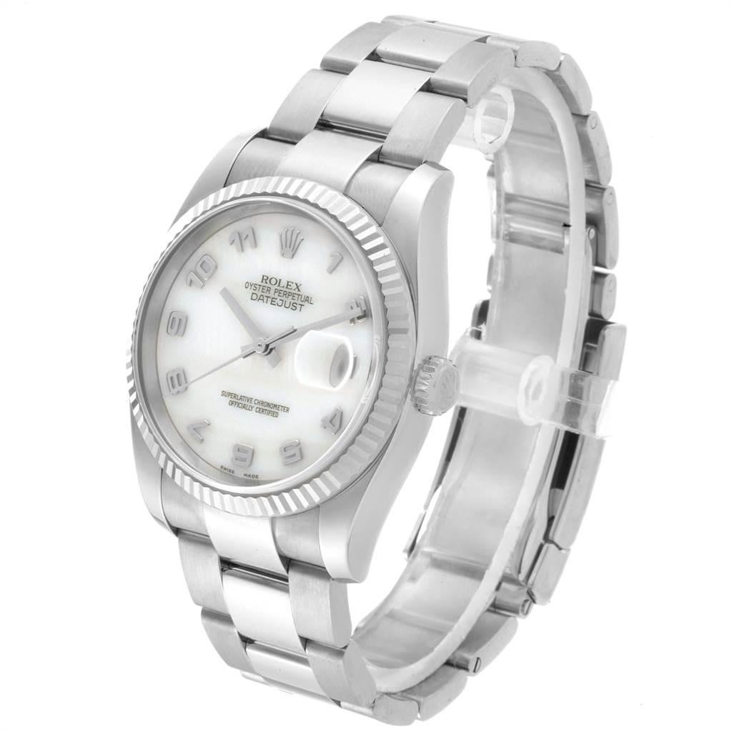 Rolex Datejust 36 Steel White Gold Mother of Pearl Men's Watch 116234 For Sale 1