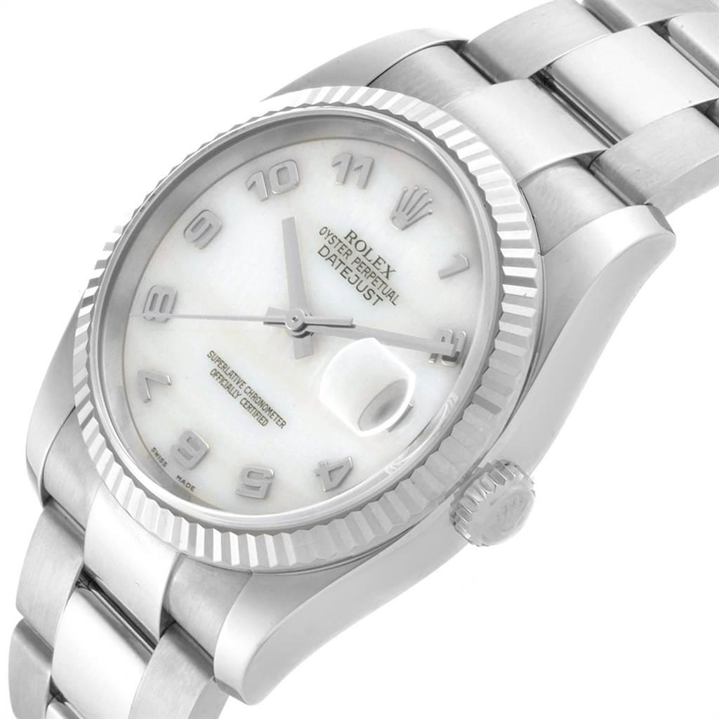 Rolex Datejust 36 Steel White Gold Mother of Pearl Men's Watch 116234 For Sale 3