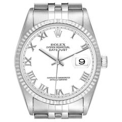 Rolex Datejust 36 Steel White Gold Roman Dial Mens Watch 16234