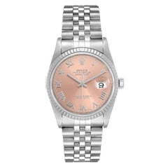 Rolex Datejust 36 Steel White Gold Salmon Dial Men's Watch 16234