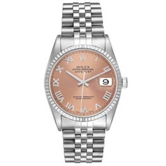 Rolex Datejust 36 Steel White Gold Salmon Dial Mens Watch 16234