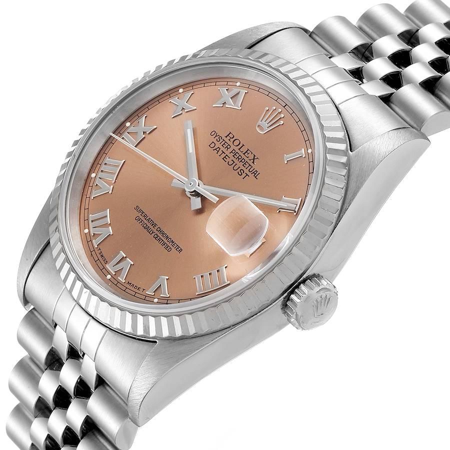 Rolex Datejust 36 Steel White Gold Salmon Dial Mens Watch 16234 1