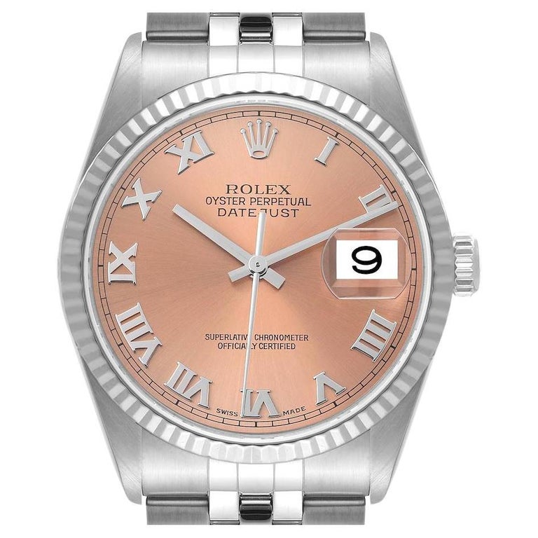 Rolex Datejust Steel White Gold Salmon Dial Mens Watch 16234 For Sale at 1stDibs | 038, daytona 038, rolex oyster perpetual datejust 038