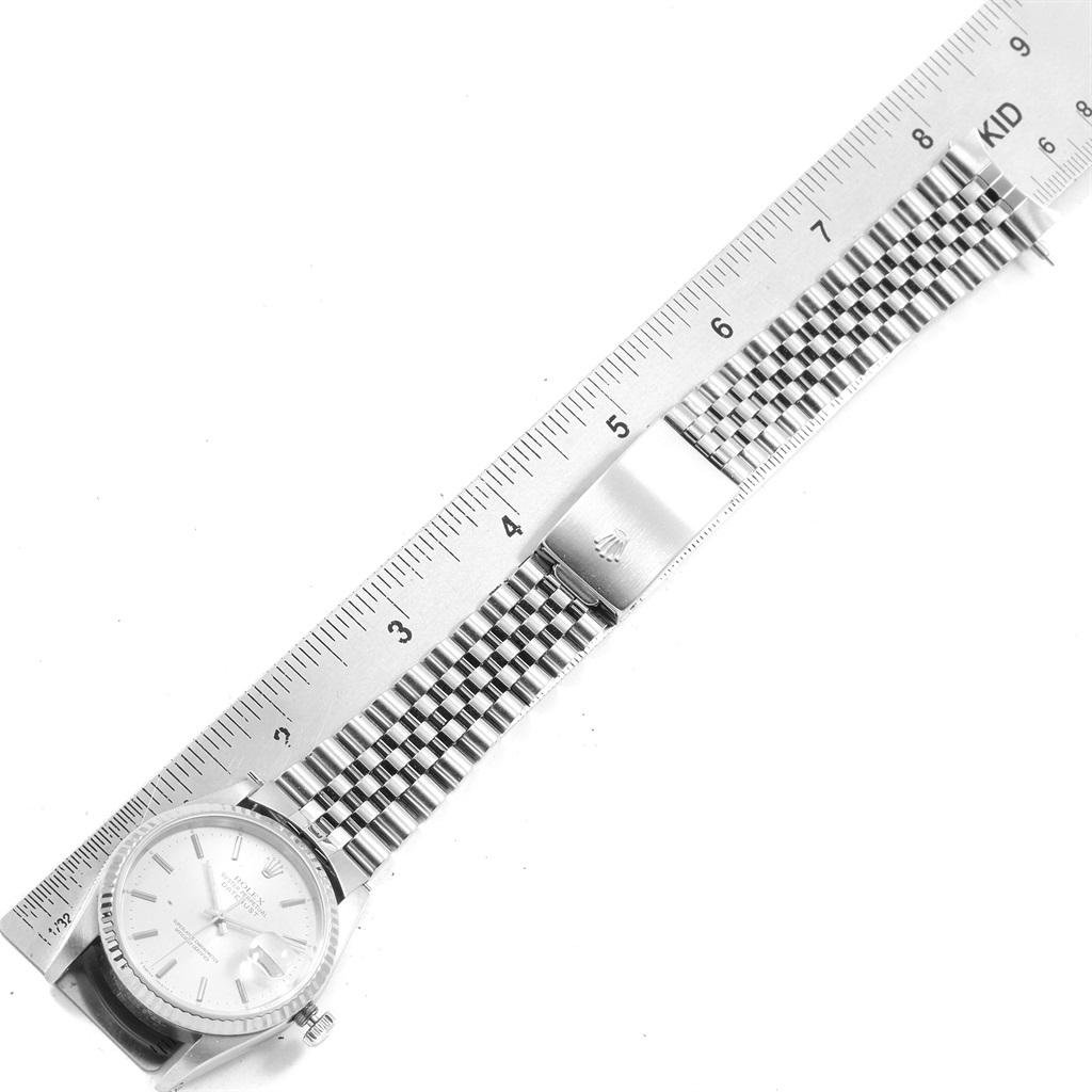 Rolex Datejust 36 Steel White Gold Silver Baton Dial Men’s Watch 16234 For Sale 7