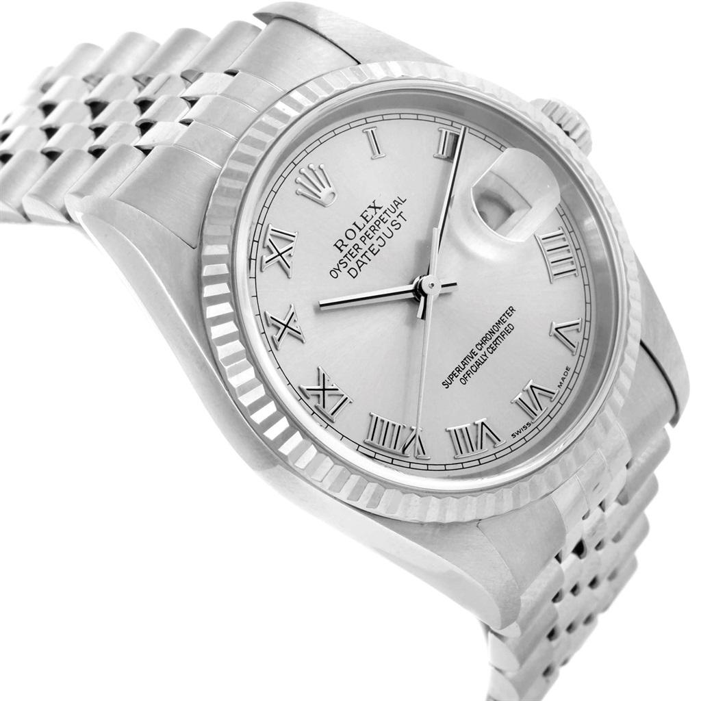 Rolex Datejust 36 Steel White Gold Silver Dial Men's Watch 16234 For Sale 7