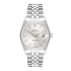 Rolex Datejust 36 Steel White Gold Silver Dial Mens Watch 16234