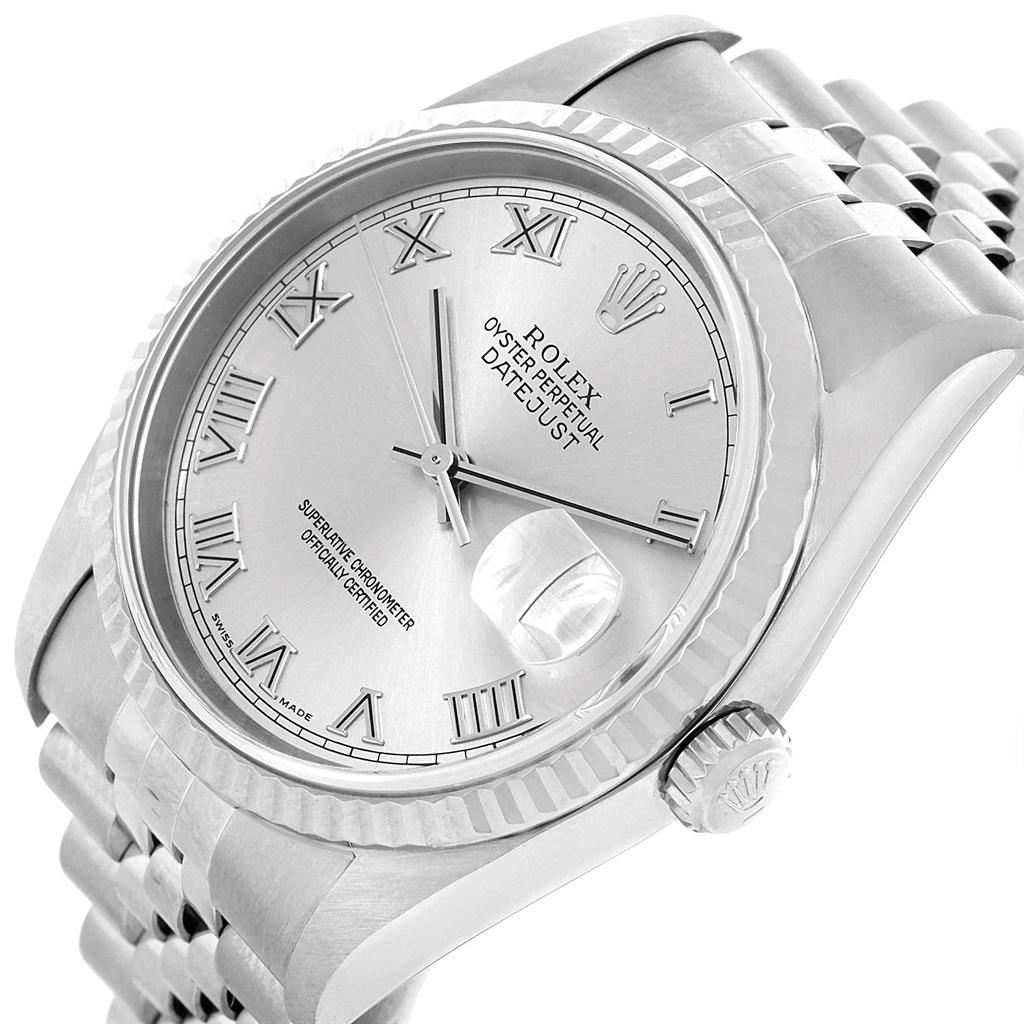 Rolex Datejust 36 Steel White Gold Silver Dial Men's Watch 16234 For Sale 1