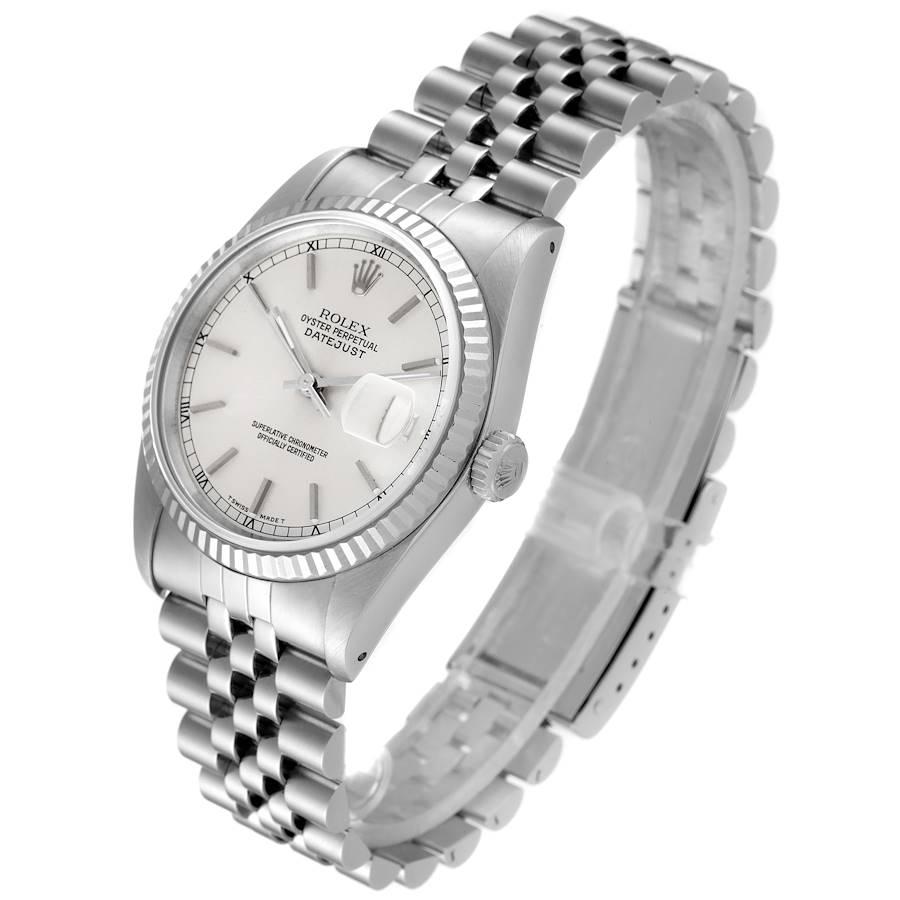Men's Rolex Datejust 36 Steel White Gold Silver Dial Mens Watch 16234