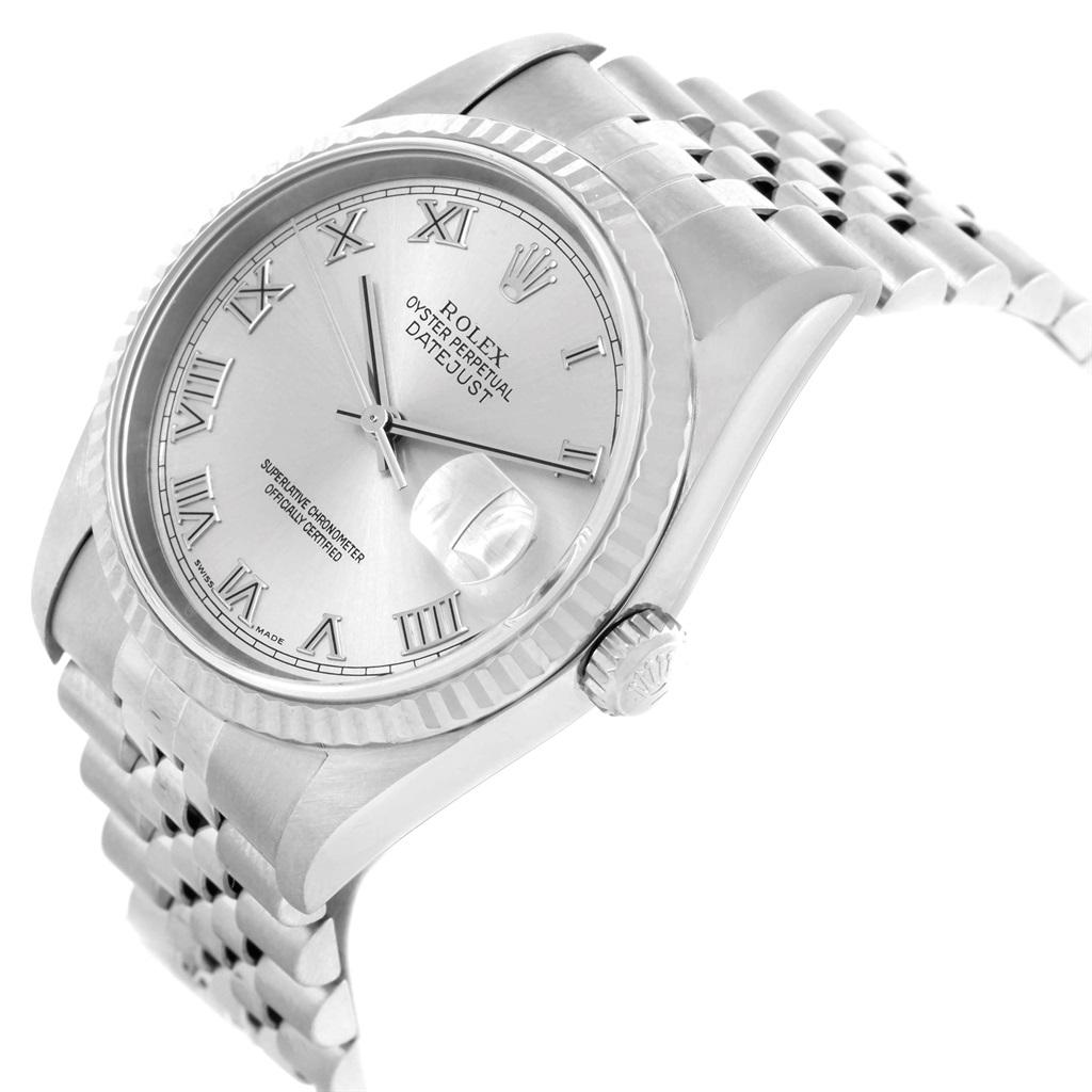 Rolex Datejust 36 Steel White Gold Silver Dial Men's Watch 16234 For Sale 2