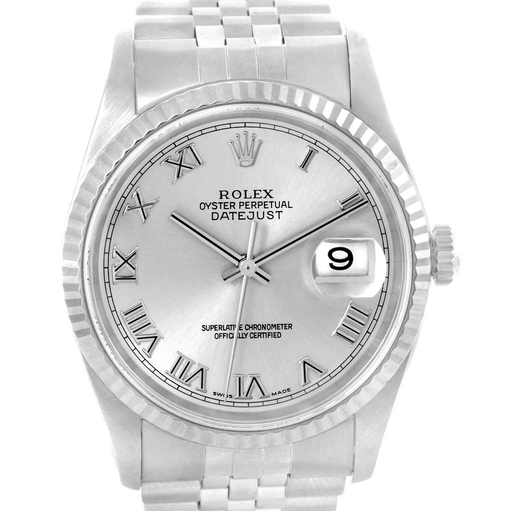 Rolex Datejust 36 Steel White Gold Silver Dial Men's Watch 16234 For Sale 6