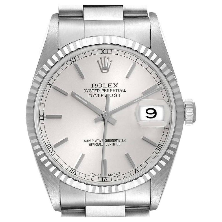 Rolex Datejust 36 Steel White Gold Silver Dial Mens Watch 16234 For Sale at  1stDibs | 16234 rolex datejust, rolex 6002, rolex datejust 36 mens or womens