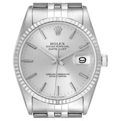 Rolex Datejust 36 Steel White Gold Silver Dial Mens Watch 16234