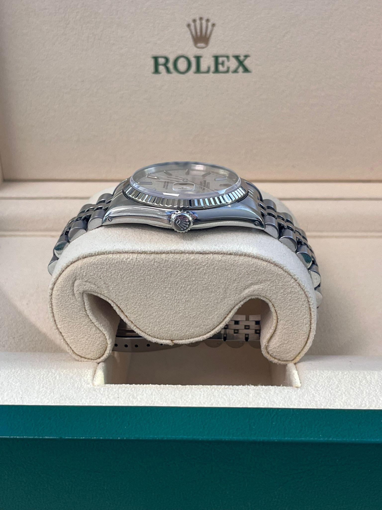 Rolex Datejust 36 Steel White Gold Silver Linen Dial Jubilee Mens Watch 16234 For Sale 8