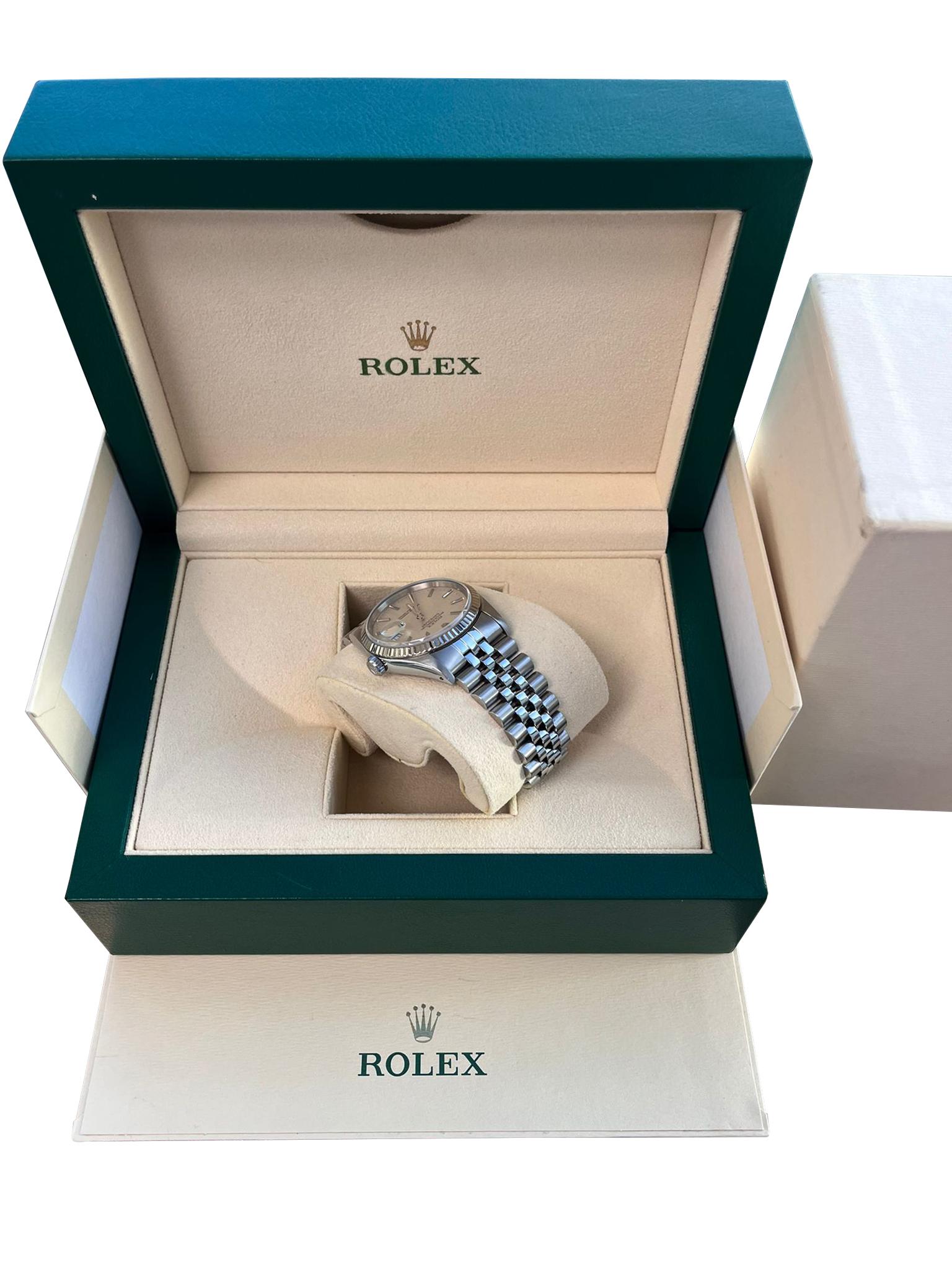 Rolex Datejust 36 Steel White Gold Silver Linen Dial Jubilee Mens Watch 16234 For Sale 9