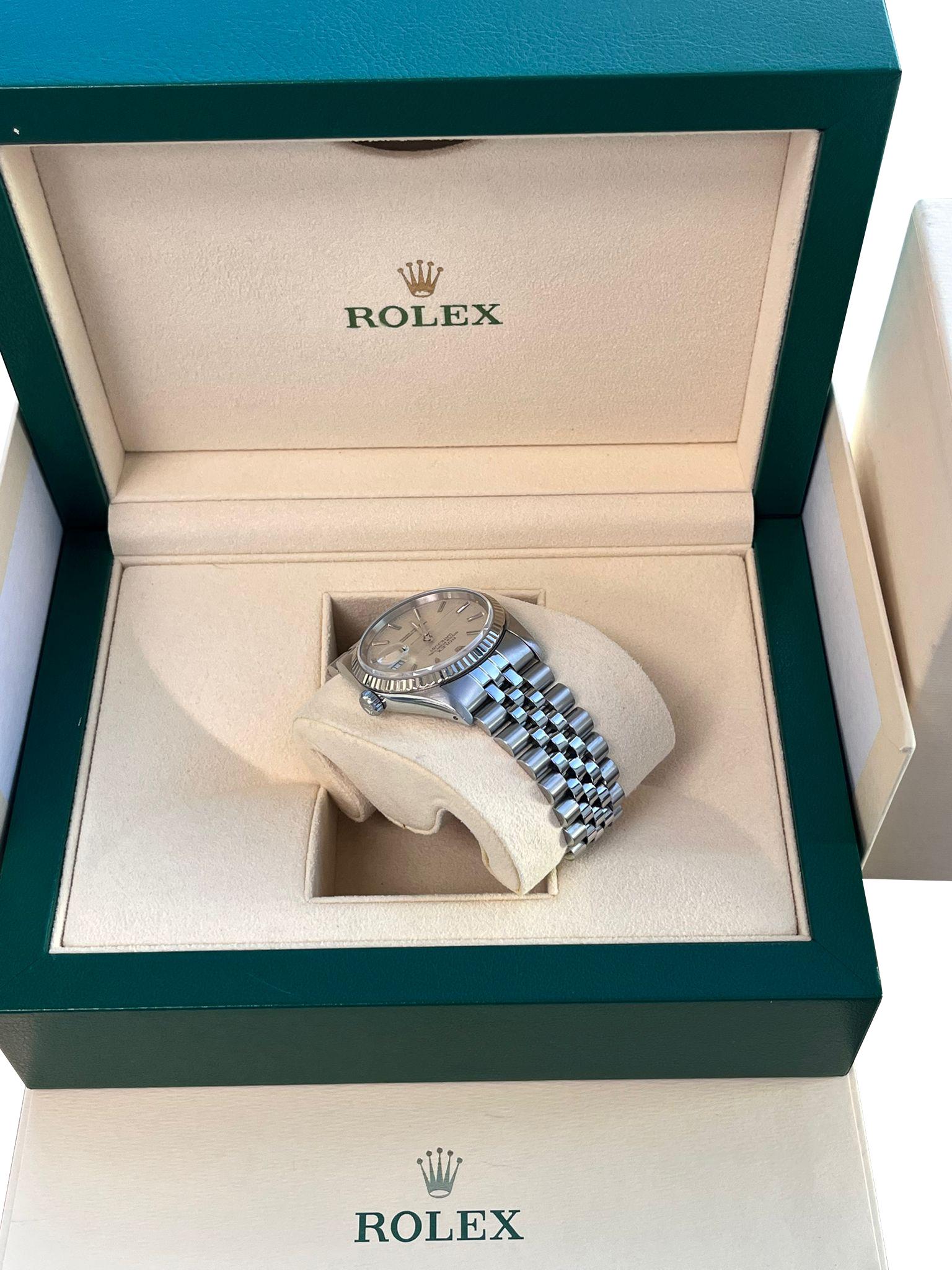 Rolex Datejust 36 Steel White Gold Silver Linen Dial Jubilee Mens Watch 16234 For Sale 10