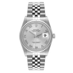 Rolex Datejust 36 Acciaio Oro Bianco Argento Quadrante Romano Orologio Uomo 16234 Scatola Documenti