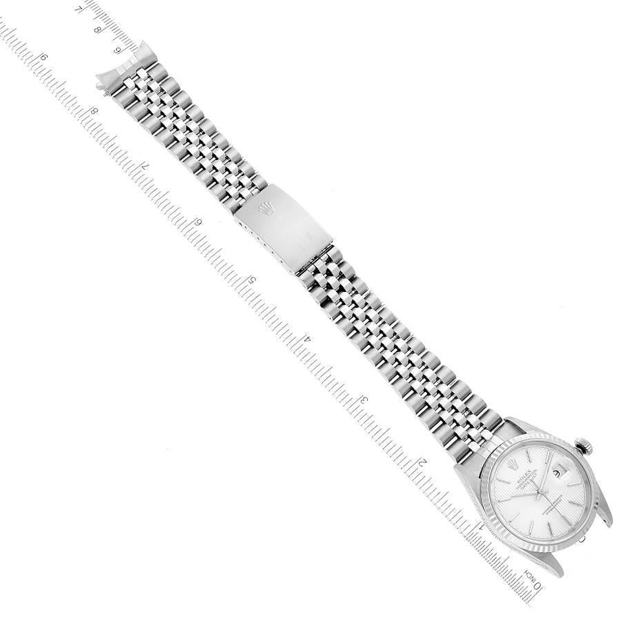 Rolex Datejust 36 Stahl-Weißgold-Silber-Wandteppich-Zifferblatt-Herrenuhr 16234 im Angebot 7