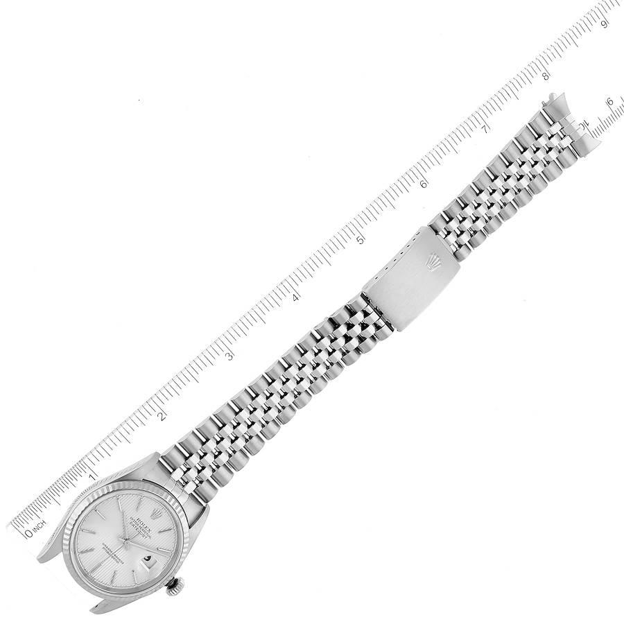 Rolex Datejust Steel White Gold Silver Tapestry Dial Mens Watch 16234 4