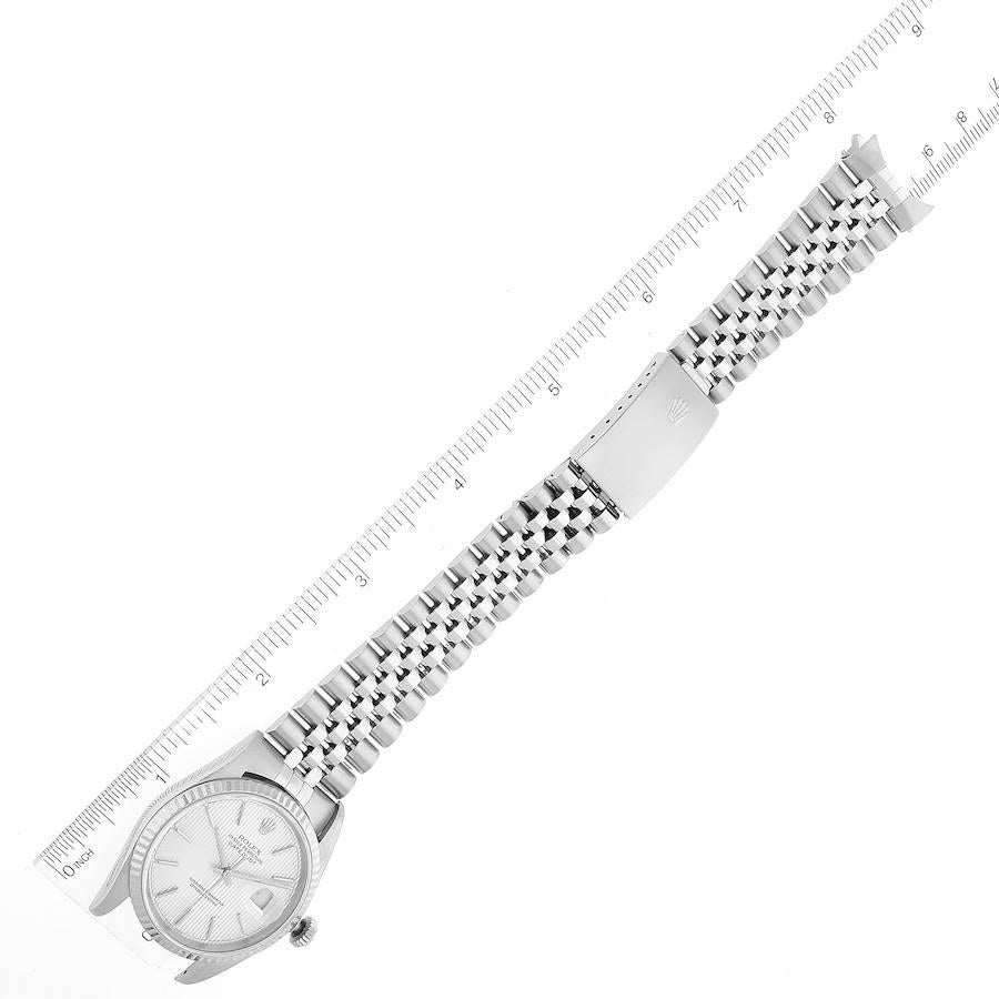 Rolex Datejust 36 Steel White Gold Silver Tapestry Dial Mens Watch 16234 3