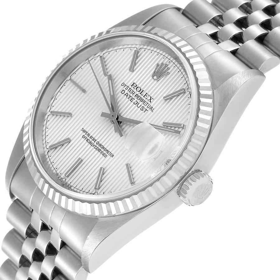 Rolex Datejust 36 Stahl-Weißgold-Silber-Wandteppich-Zifferblatt-Herrenuhr 16234 im Angebot 2