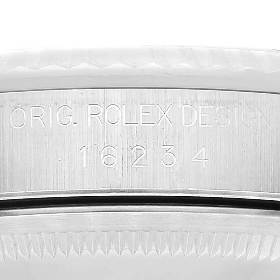 Rolex Datejust 36 Steel White Gold Silver Tapestry Dial Mens Watch 16234 In Excellent Condition In Atlanta, GA