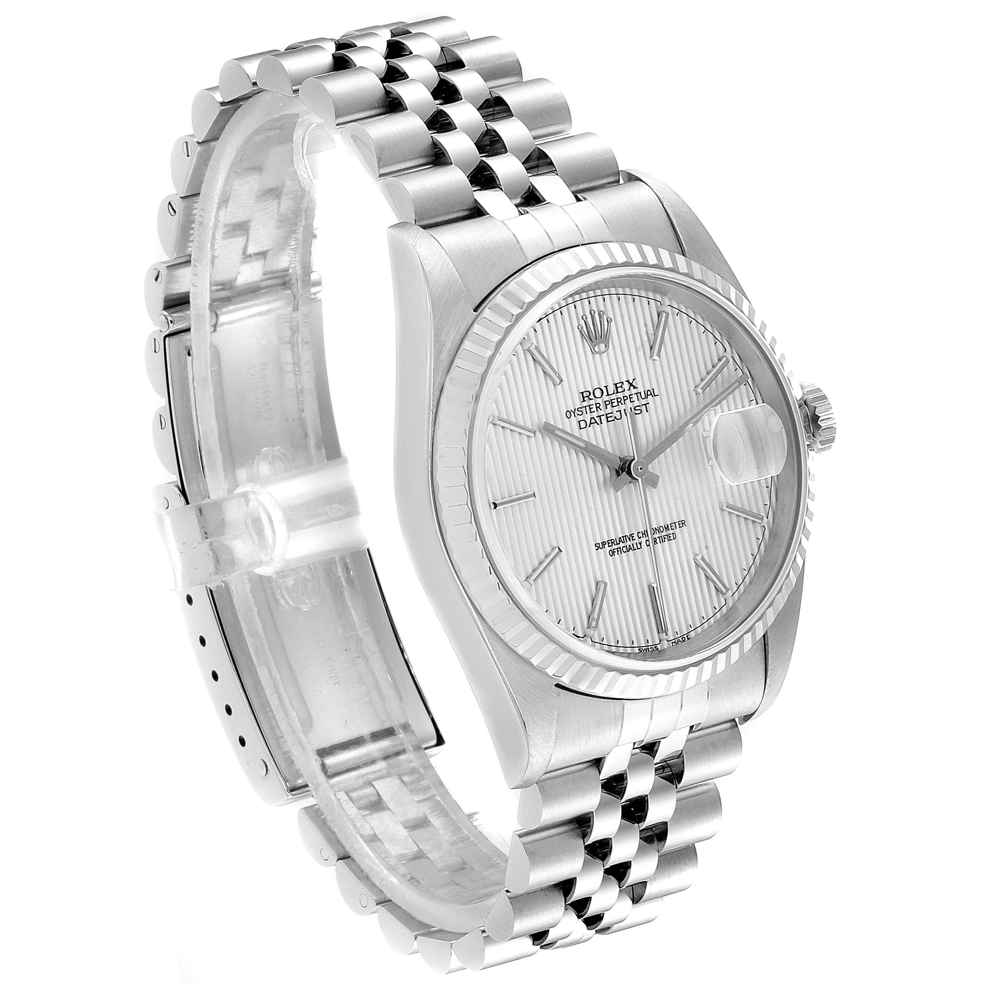 Rolex Datejust 36 Steel White Gold Tapestry Dial Men’s Watch 16234 In Excellent Condition In Atlanta, GA