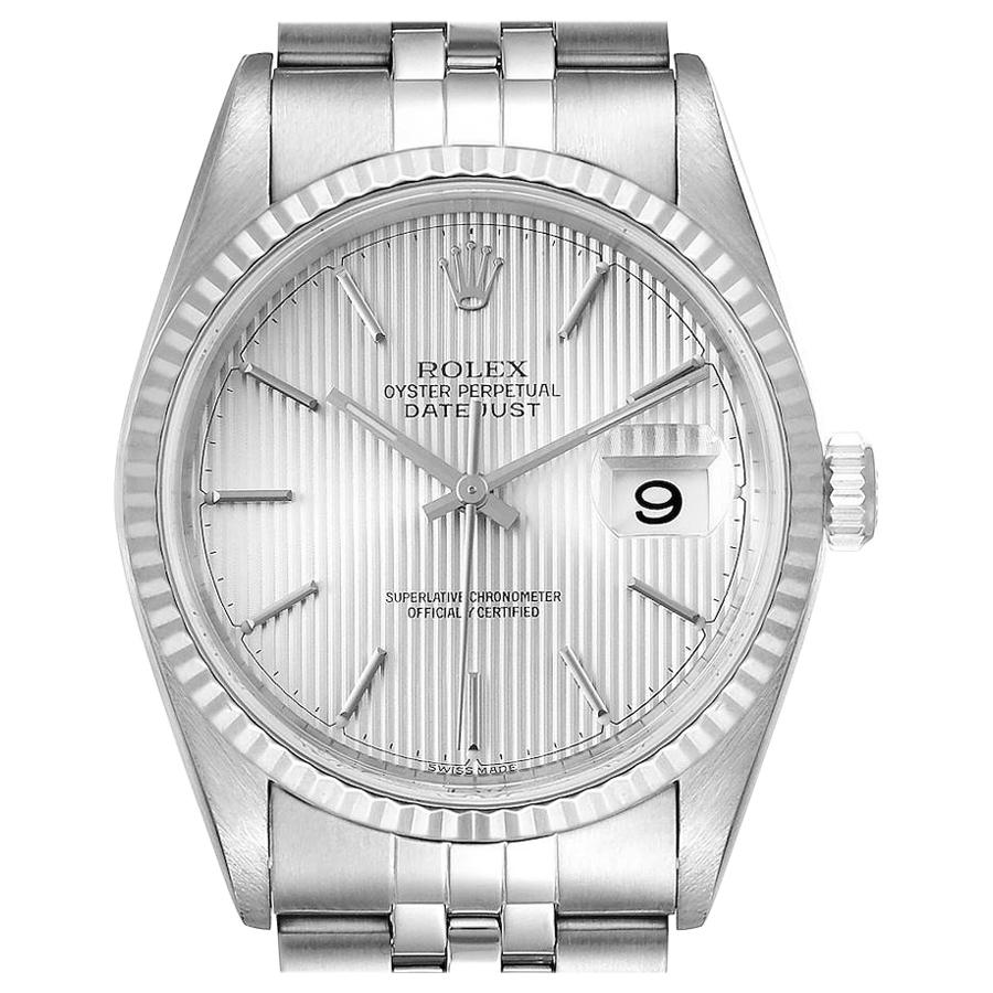 Rolex Datejust 36 Steel White Gold Tapestry Dial Men's Watch 16234