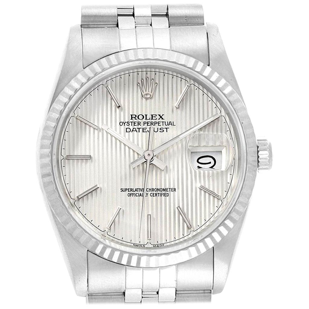 Rolex Datejust 36 Steel White Gold Tapestry Dial Men's Watch 16234