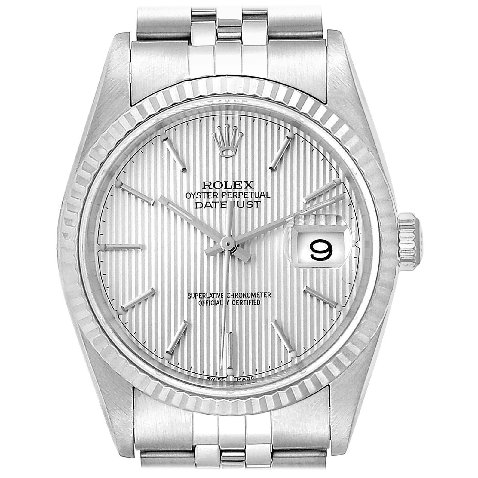 Rolex Datejust 36 Steel White Gold Tapestry Dial Men’s Watch 16234