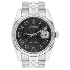 Rolex Datejust 36 Steel & White Gold Watch Black Logo Dial Jubilee 116234