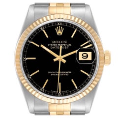 Rolex Datejust 36 Acciaio Oro Giallo Quadrante Nero Orologio Uomo 16233 Scatola Documenti