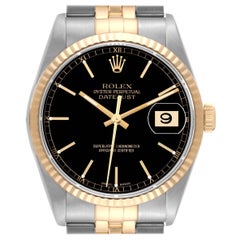 Rolex Datejust 36 Steel Yellow Gold Black Dial Mens Watch 16233 Box Papers Rolex Datejust 36 Steel Yellow Gold Black Dial Mens Watch 16233 Box Papers