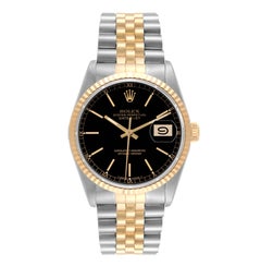 Rolex Datejust 36 Acciaio Oro Giallo Quadrante Nero Orologio Uomo 16233