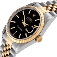 Rolex Datejust 36 Steel Yellow Gold Black Dial Mens Watch 16233