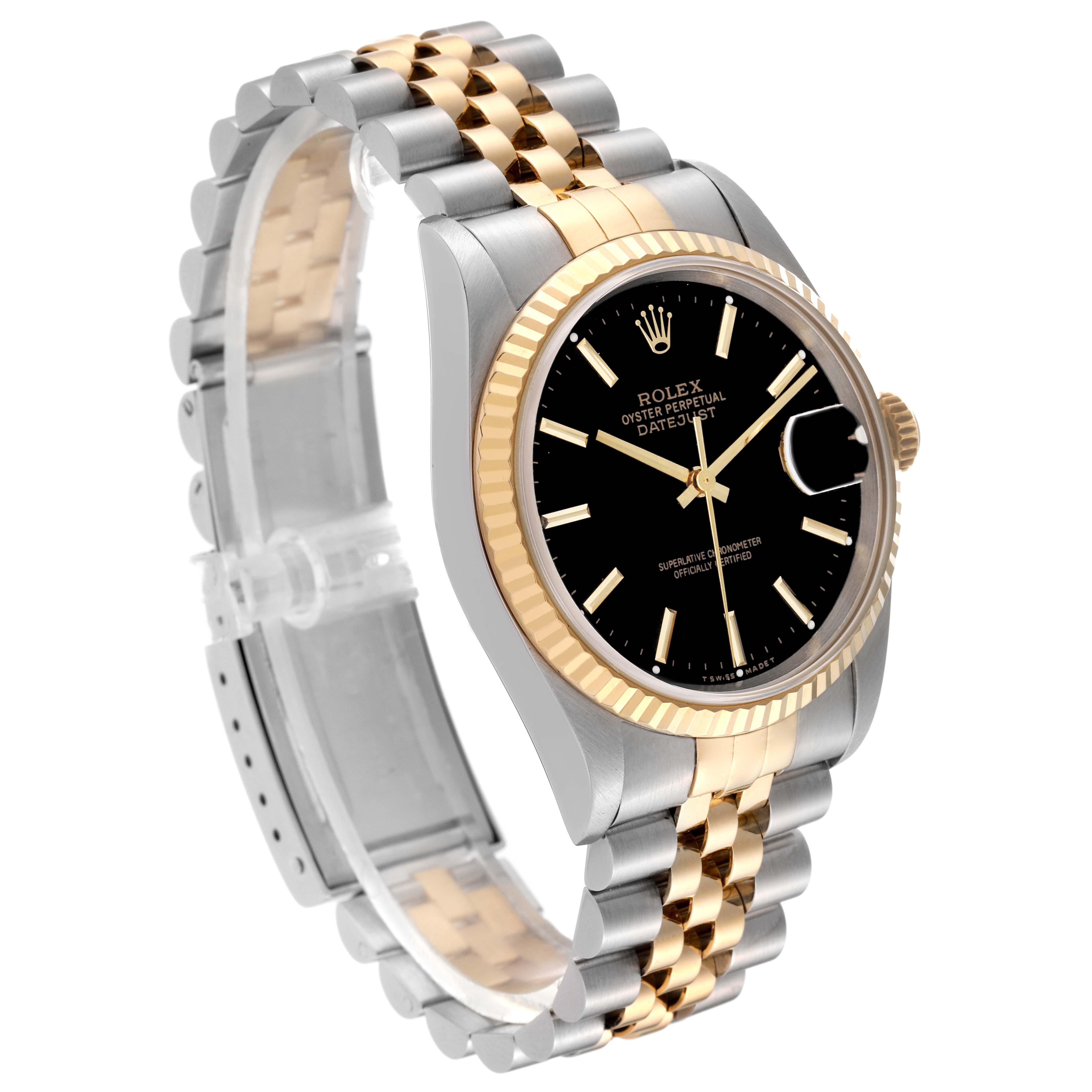 Rolex Datejust 36 Steel Yellow Gold Black Dial Mens Watch 16233 2