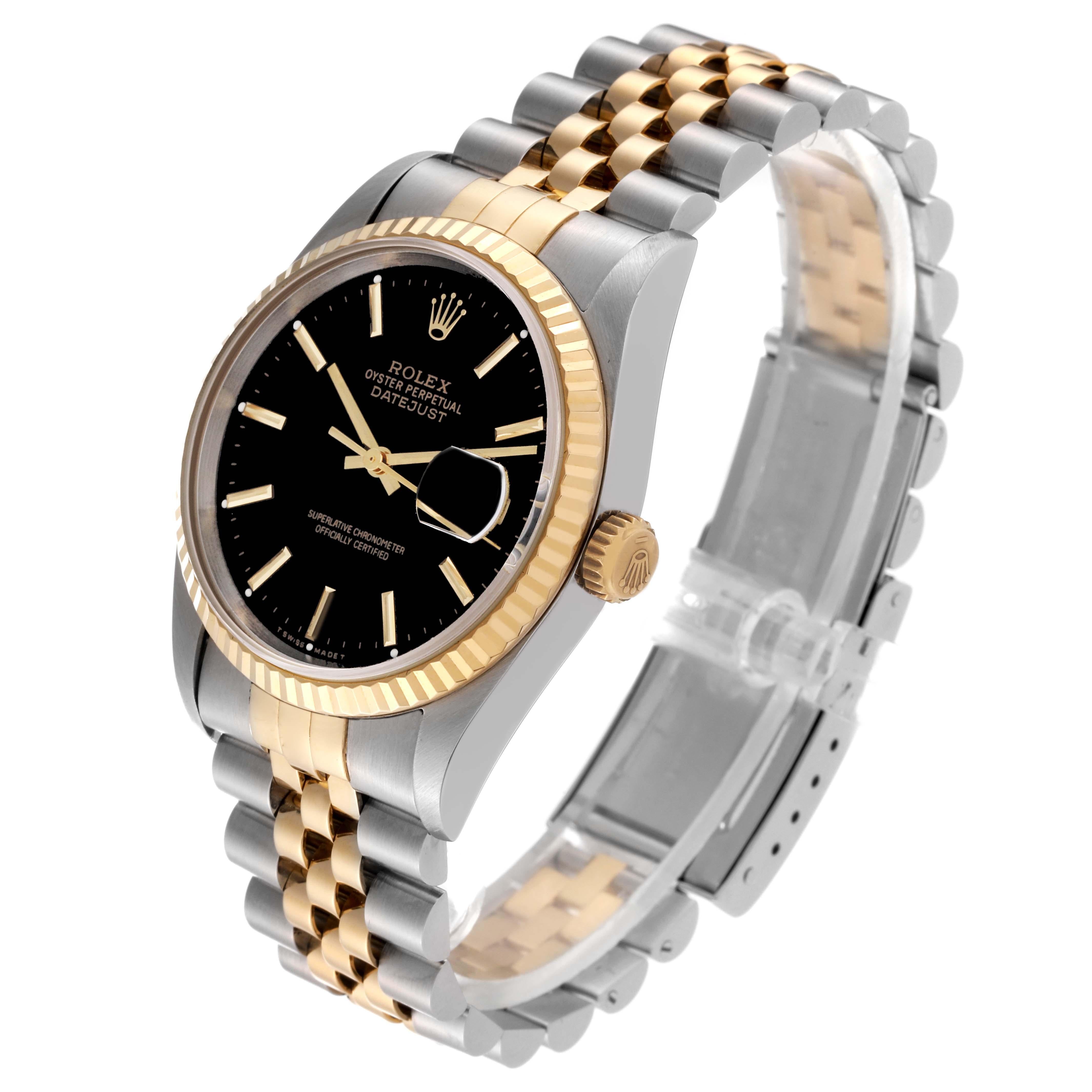 Rolex Datejust 36 Steel Yellow Gold Black Dial Mens Watch 16233 3