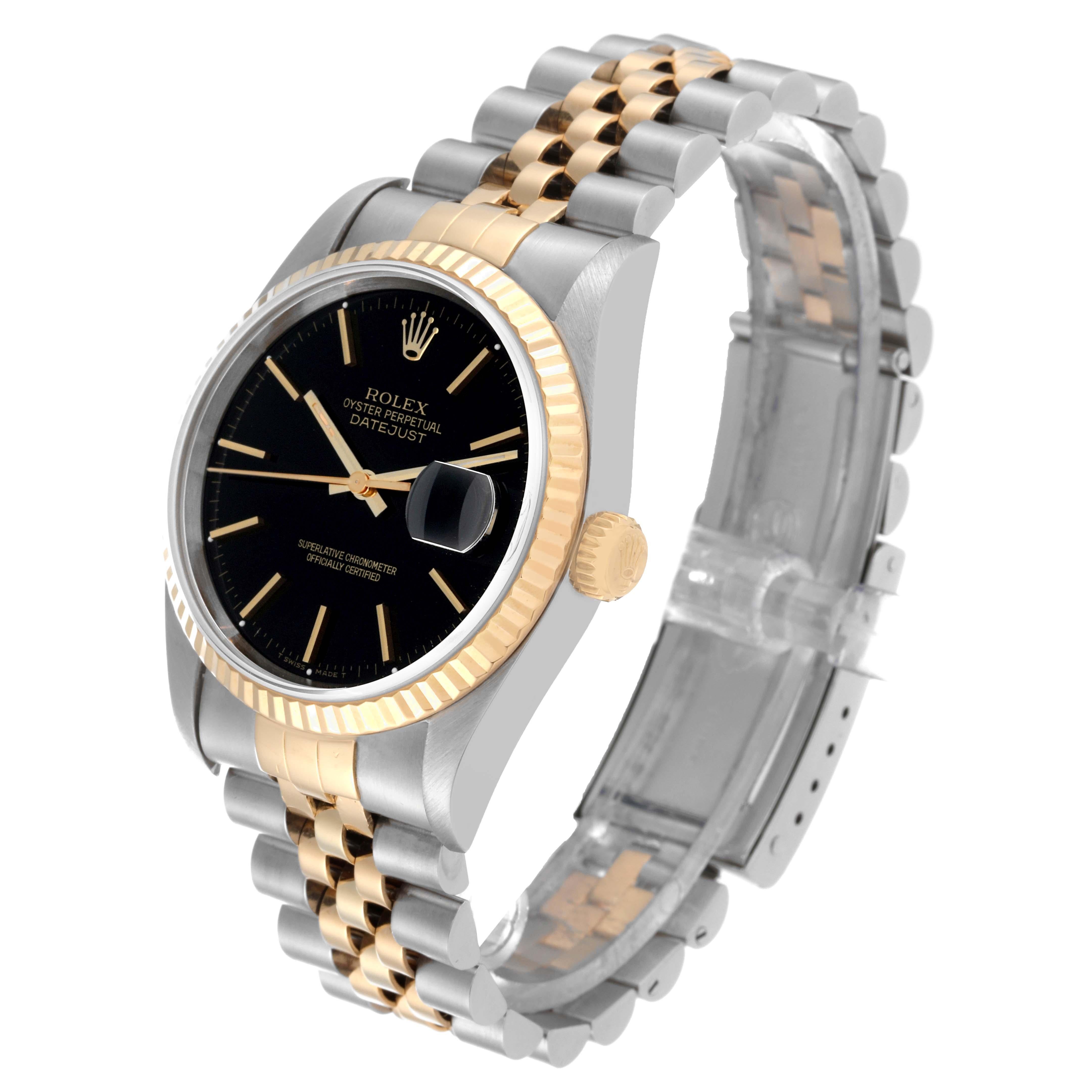 Rolex Datejust 36 Steel Yellow Gold Black Dial Mens Watch 16233 5