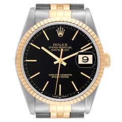 Rolex Datejust 36 Steel Yellow Gold Black Dial Mens Watch 16233