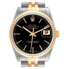 Rolex Datejust 36 Steel Yellow Gold Black Dial Mens Watch 16233