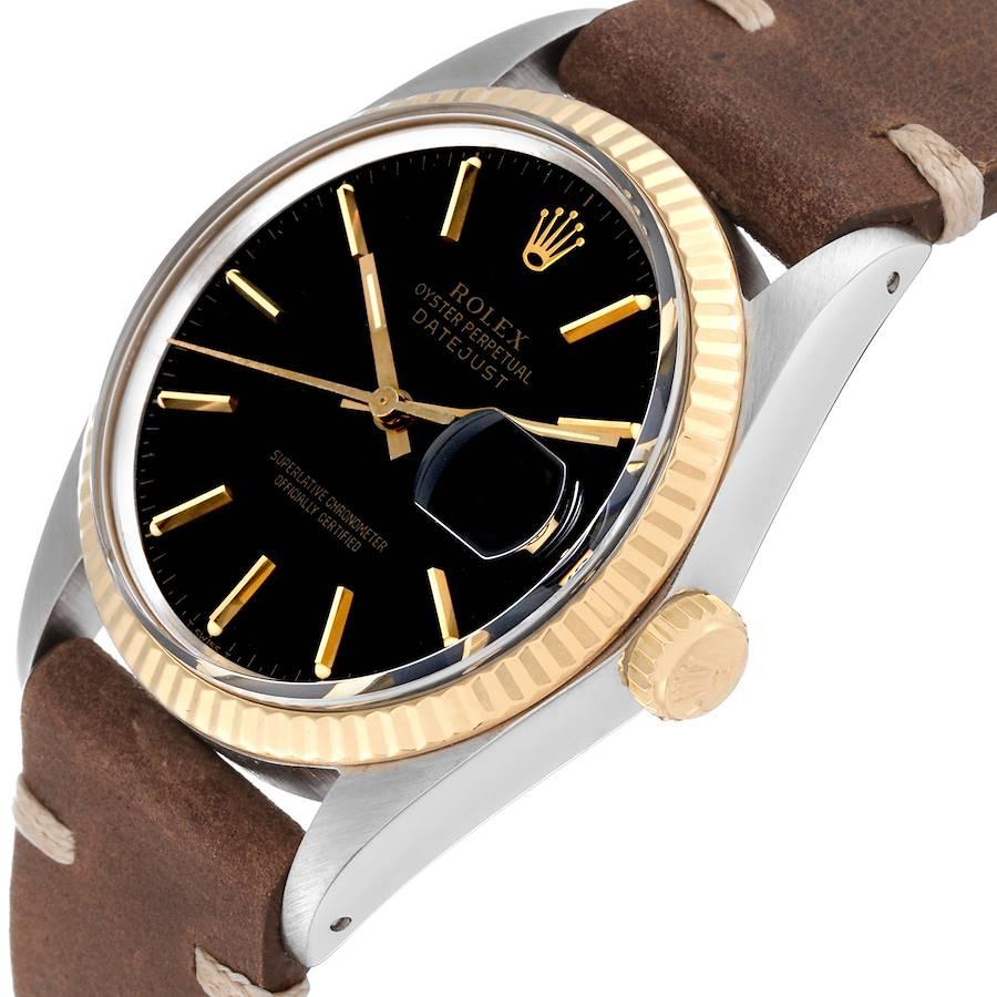 Rolex Datejust 36 Steel Yellow Gold Black Dial Vintage Mens Watch 16013 1