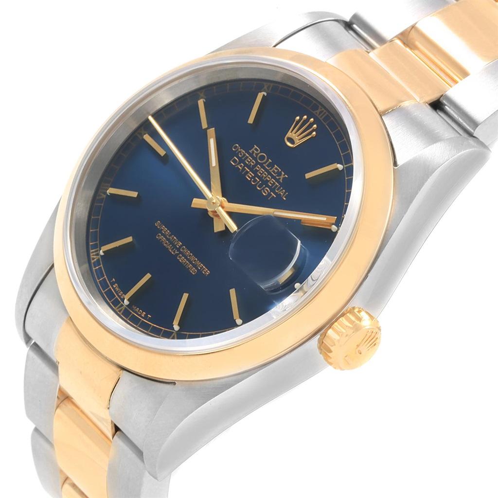 Rolex Datejust 36 Steel Yellow Gold Blue Dial Men’s Watch 16203 For Sale 2