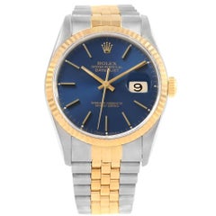 Rolex Datejust 36 Steel Yellow Gold Blue Dial Men's Watch 16233