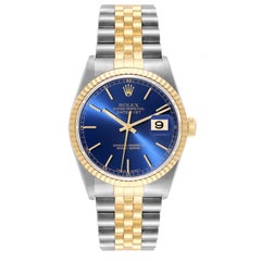 Rolex Datejust 36 Acciaio Oro Giallo Quadrante Blu Orologio Uomo 16233