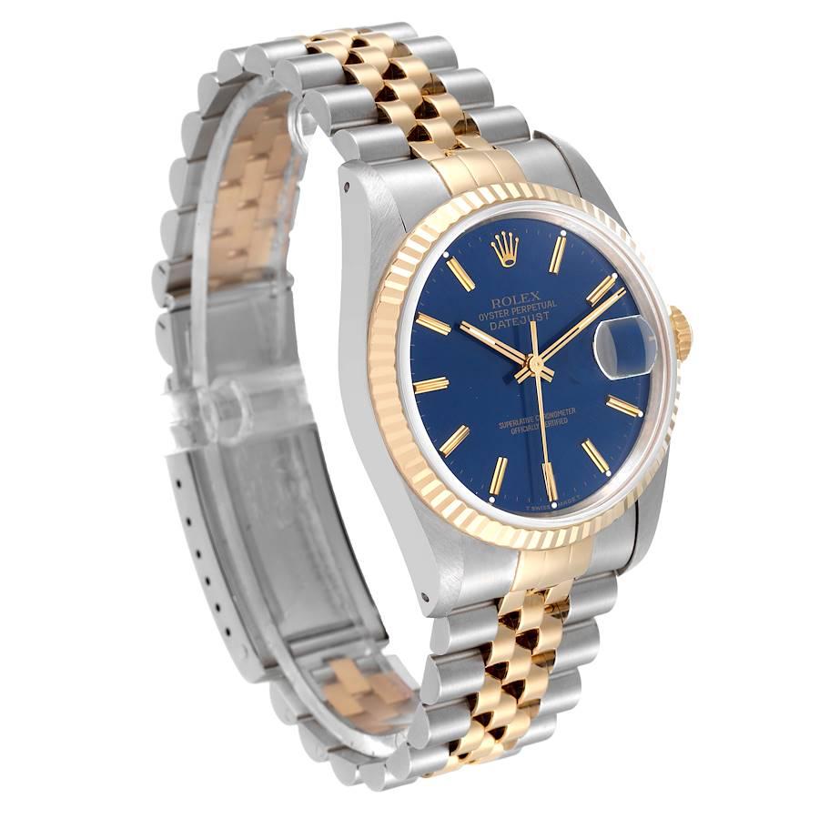 Rolex Datejust 36 Acero Oro Amarillo Esfera Azul Reloj Caballero 16233 en Excelente estado para la venta en Atlanta, GA