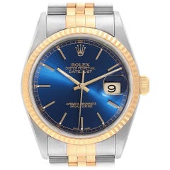 Rolex Datejust 36 Steel Yellow Gold Blue Dial Men’s Watch 16233