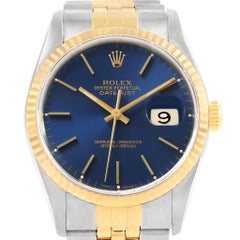 Rolex Datejust 36 Steel Yellow Gold Blue Dial Men's Watch 16233