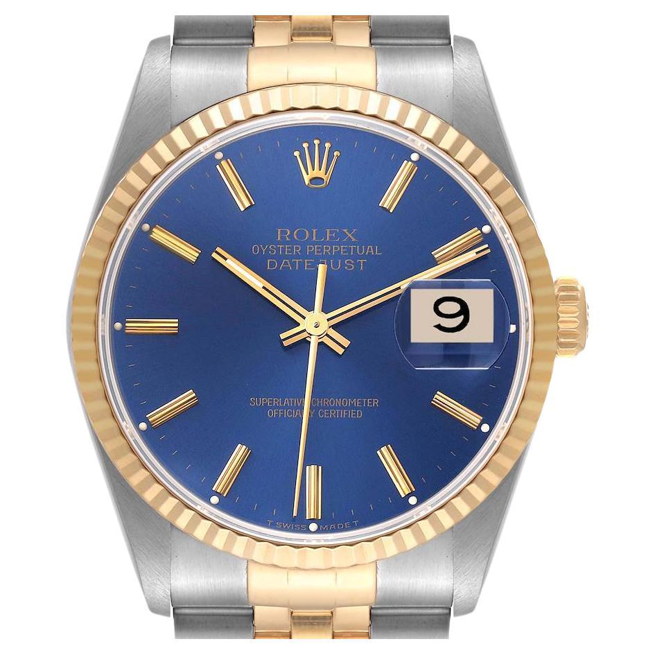 Rolex Datejust 36 Acero Oro Amarillo Esfera Azul Reloj Caballero 16233 en venta