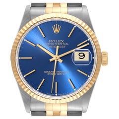 Rolex Datejust 36 Steel Yellow Gold Blue Dial Mens Watch 16233