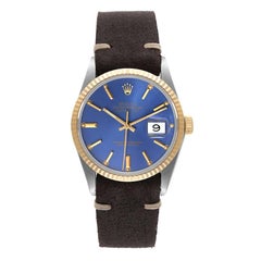 Rolex Datejust 36 Steel Yellow Gold Blue Dial Vintage Mens Watch 16013